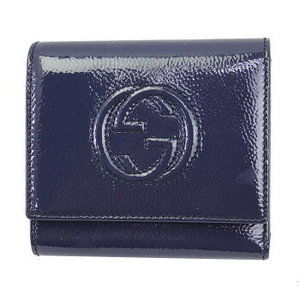 Gucci SOHO Tri Wallet Patent Navy Blue